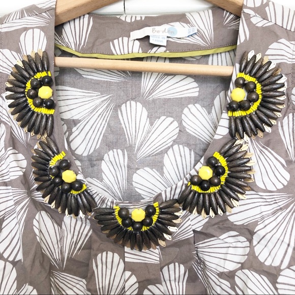 Boden Tank Top Shell Women US6 UK10 Beaded Embellished Collar Floral Taupe Whit - Picture 3 of 8